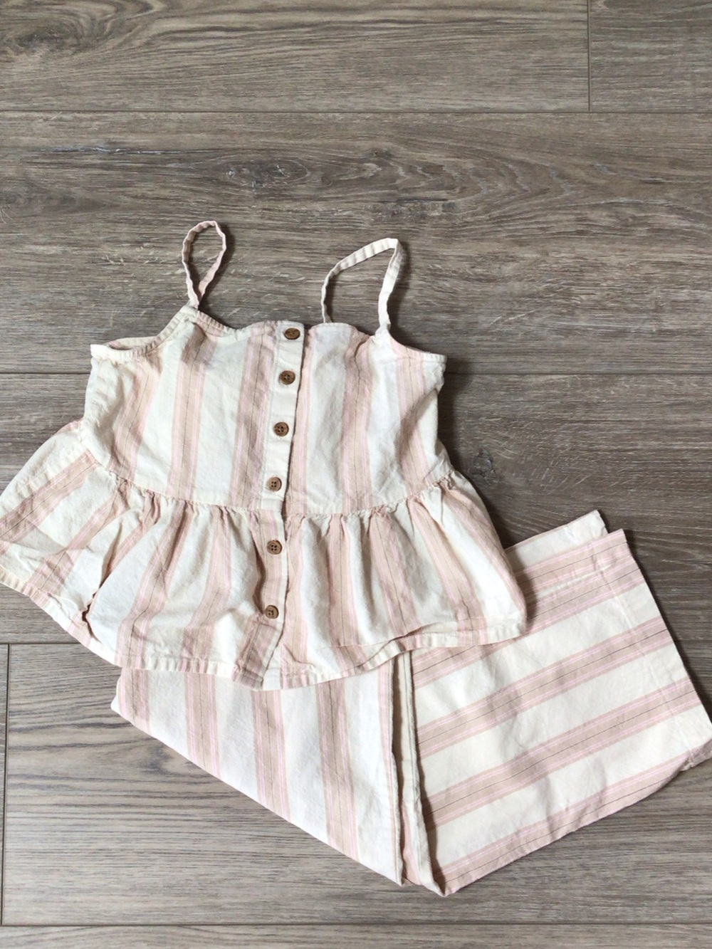 H&M Pink and White Striped Kids Matching Set size 8